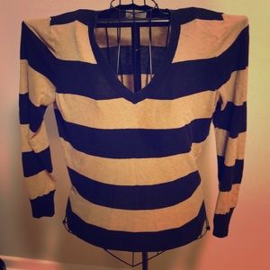 3/$20 Ann Taylor LOFT M black tan striped sweater